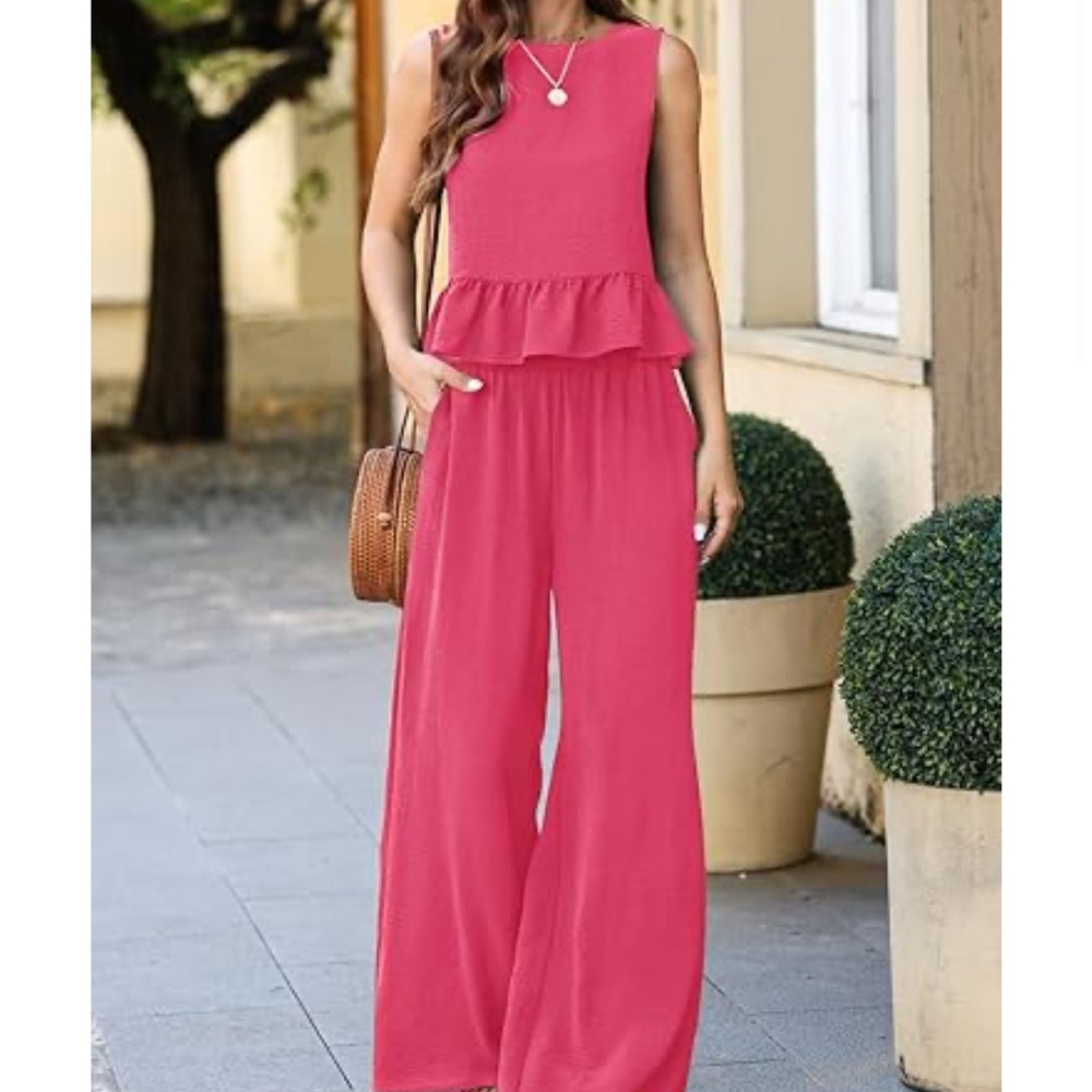 Dokotoo XLPant Set 2 piece round neck tank and loose pants elastic and wide leg